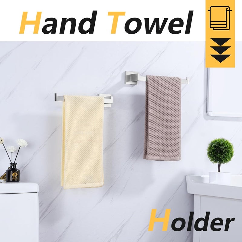 LANC Bathroom Hand Towel Holder 2 Pack Left and Right Side Brushed Nickel Hand Towel Bar 2 Pack 10 Inche Square Towel Ring for Kitchen Cabinet Wall Mount Towel Rack Hanger,A8806BN-LRP2 - Image 2